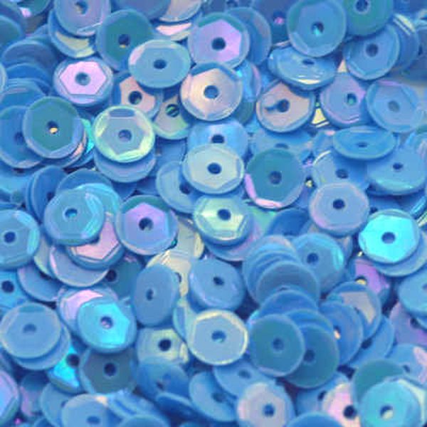 5mm Slightly Cupped Opaque Iridescent Light Blue