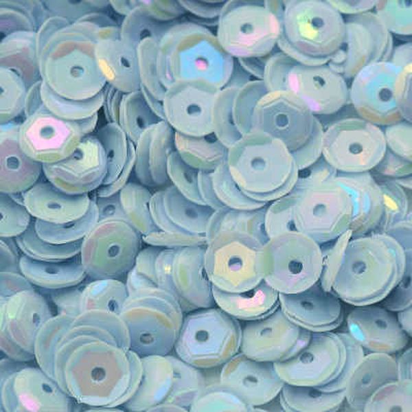 5mm Slightly Cupped Opaque Iridescent Pale Blue