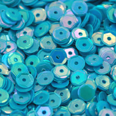 5mm Slightly Cupped Opaque Iridescent Medium Turquoise