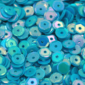 5mm Slightly Cupped Opaque Iridescent Medium Turquoise
