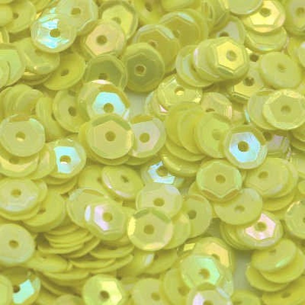 5mm Slightly Cupped Opaque Iridescent Light Lemon Yellow