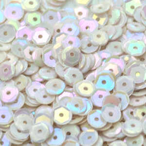 5mm Slightly Cupped Opaque Iridescent White