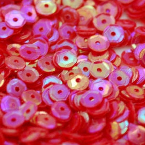 5mm Slightly Cupped Opaque Iridescent Red