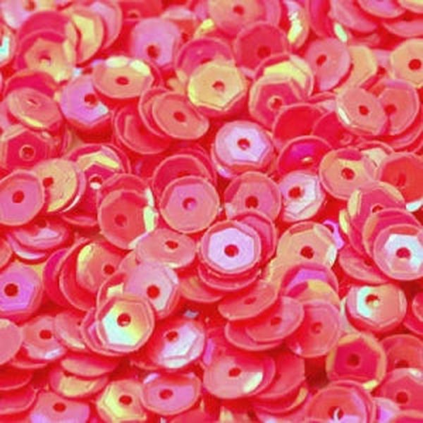 5mm Slightly Cupped Opaque Iridescent Watermelon