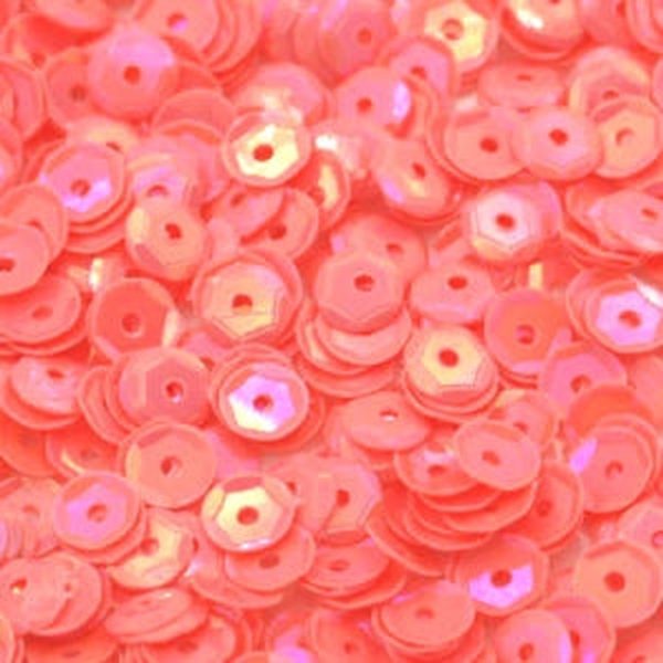 5mm Slightly Cupped Opaque Iridescent Melon