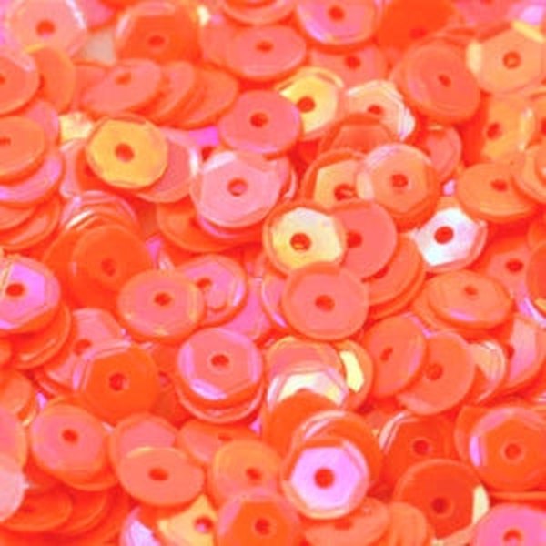 5mm Slightly Cupped Opaque Iridescent Orange
