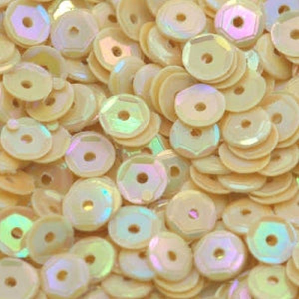 5mm Slightly Cupped Opaque Iridescent Light Beige