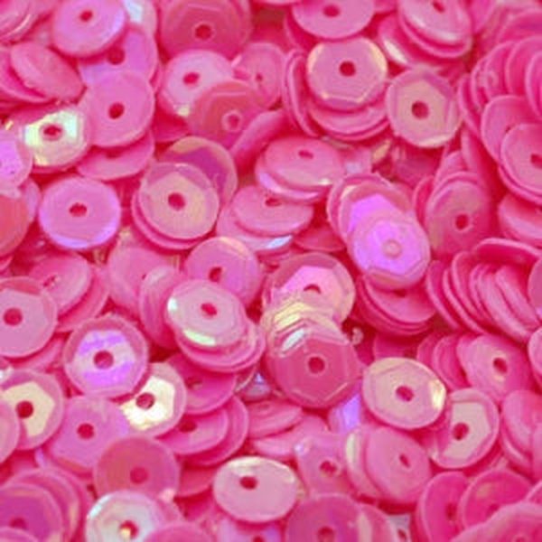 5mm Slightly Cupped Opaque Iridescent Dark Pink