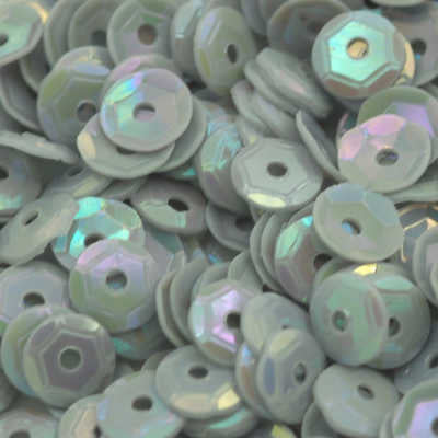 5mm Slightly Cupped Opaque Iridescent Light Gray