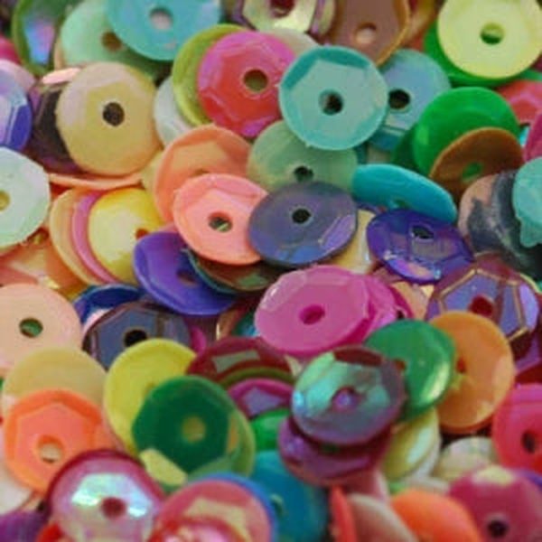 5mm Slightly Cupped Opaque Iridescent Mix