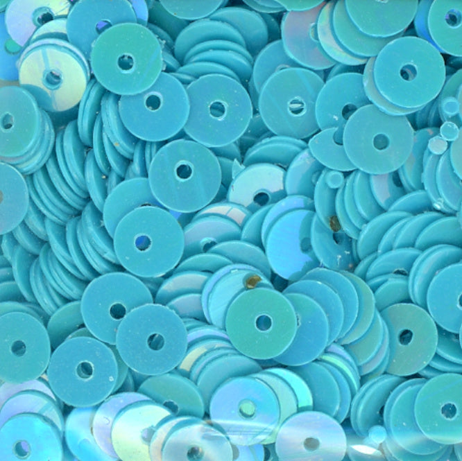 5mm Flat Opaque Iridescent Medium Turquoise