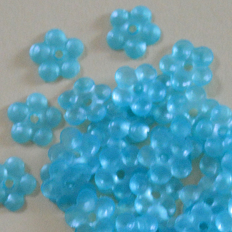 5mm Satin Flower Lt Ocean Blue Green