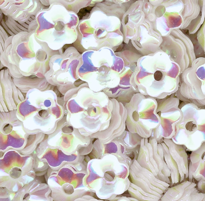 6mm Cupped Flower Crystal Opaque White