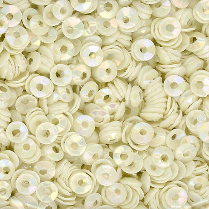 3mm Fully Cupped Opaque Iridescent Vanilla