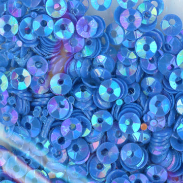 3mm Fully Cupped Opaque Iridescent Blue