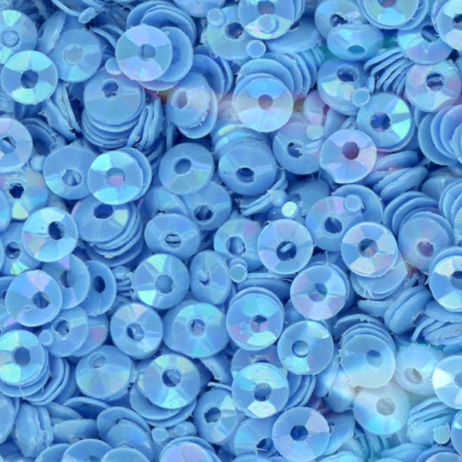 3mm Fully Cupped Opaque Iridescent Light Blue