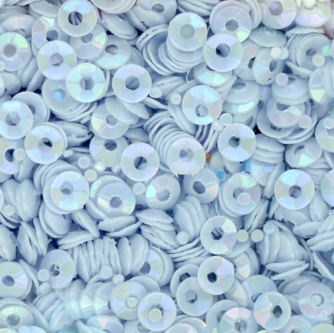 3mm Fully Cupped Opaque Iridescent Pale Blue