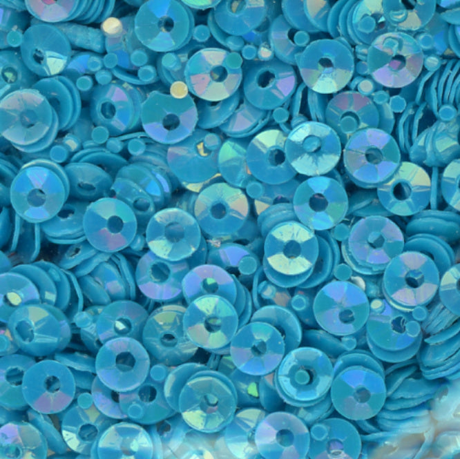 3mm Fully Cupped Opaque Iridescent Dk Turquoise