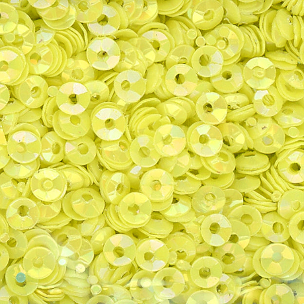 3mm Fully Cupped Opaque Iridescent Lt Lemon Yellow