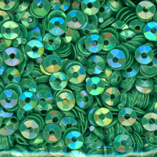 3mm Fully Cupped Opaque Iridescent Christmas Green
