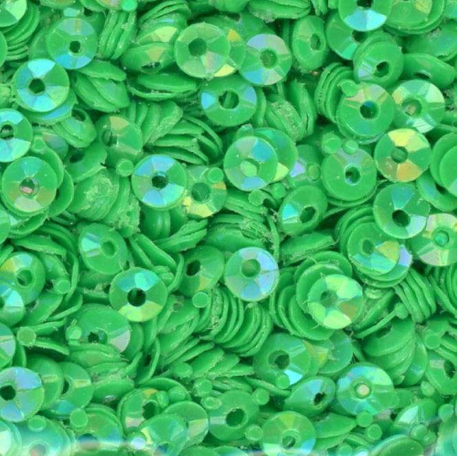 3mm Fully Cupped Opaque Iridescent Bright Green
