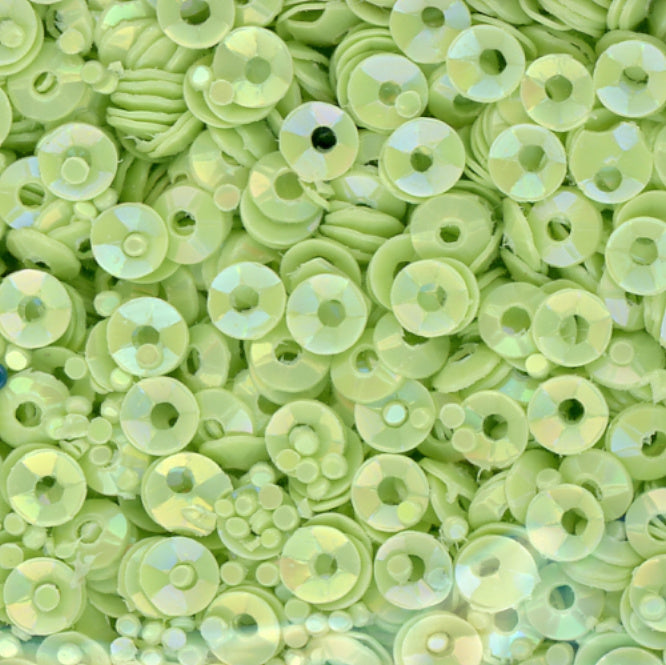 3mm Fully Cupped Opaque Iridescent Light Chartreuse