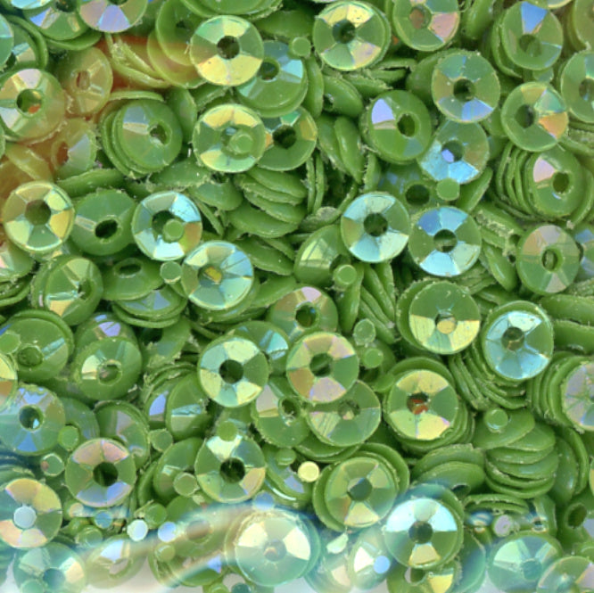 3mm Fully Cupped Opaque Iridescent Dark Chartreuse