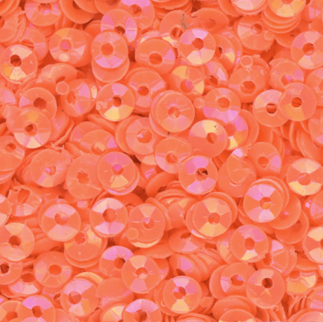 3mm Fully Cupped Opaque Iridescent Orange