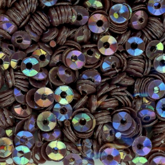 3mm Fully Cupped Opaque Iridescent Dark Brown