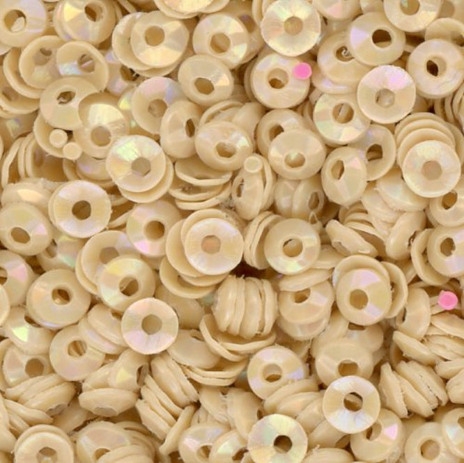 3mm Fully Cupped Opaque Iridescent Lt Beige