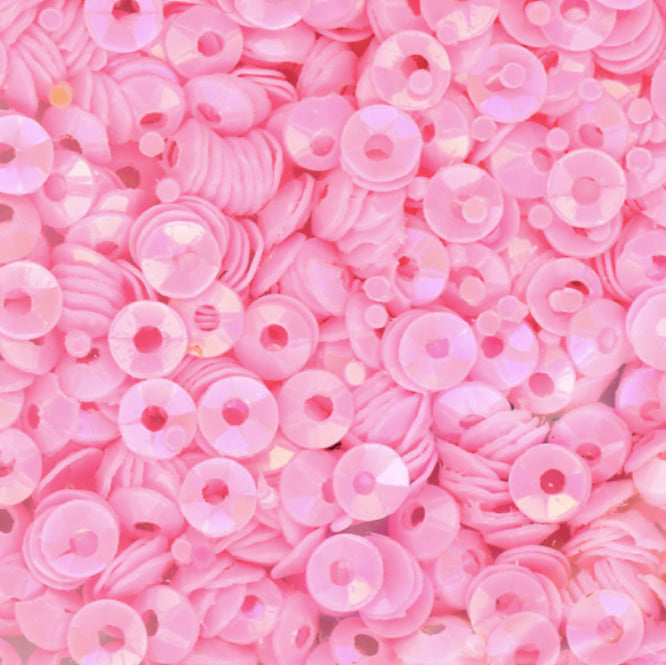 3mm Fully Cupped Opaque Iridescent Pink