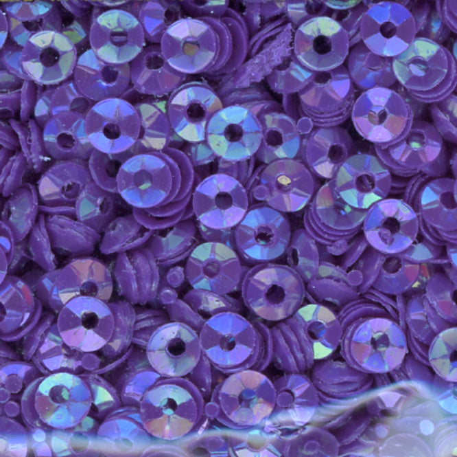 3mm Fully Cupped Opaque Iridescent Dark Purple