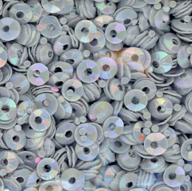 3mm Fully Cupped Opaque Iridescent Lt. Gray