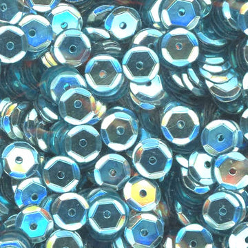 6mm Slightly Cupped Metallic Aqua