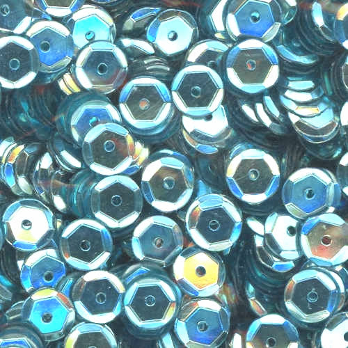 6mm Slightly Cupped Metallic Aqua 100 grams