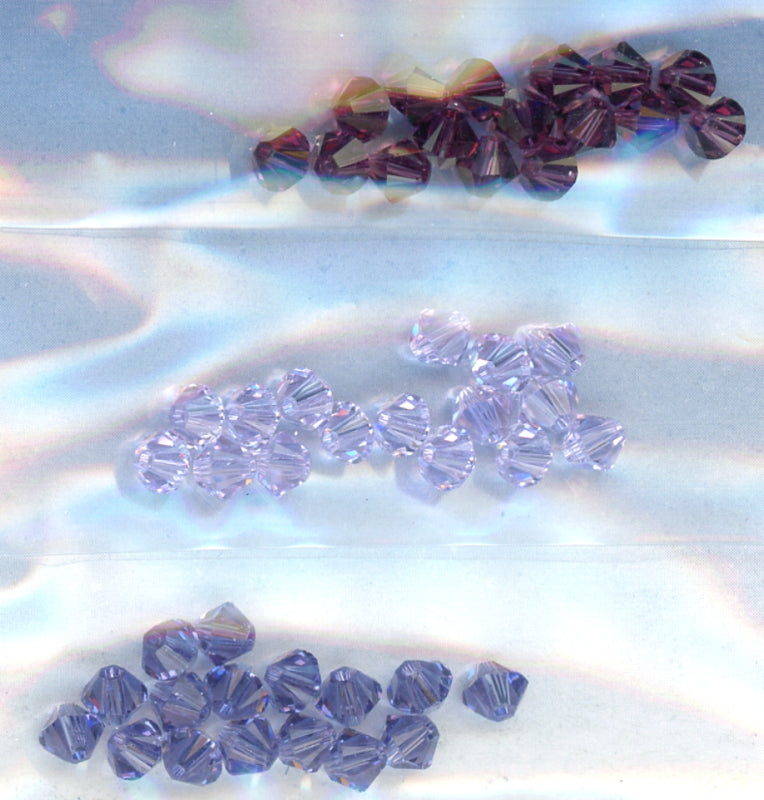 Swarovski 4mm Bicone Purples Mix