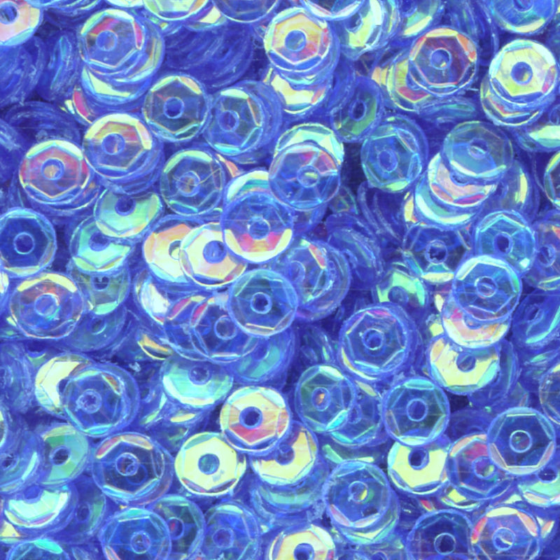 4mm Slightly Cupped Crystal Iris Blue Lagoon 100 Grams