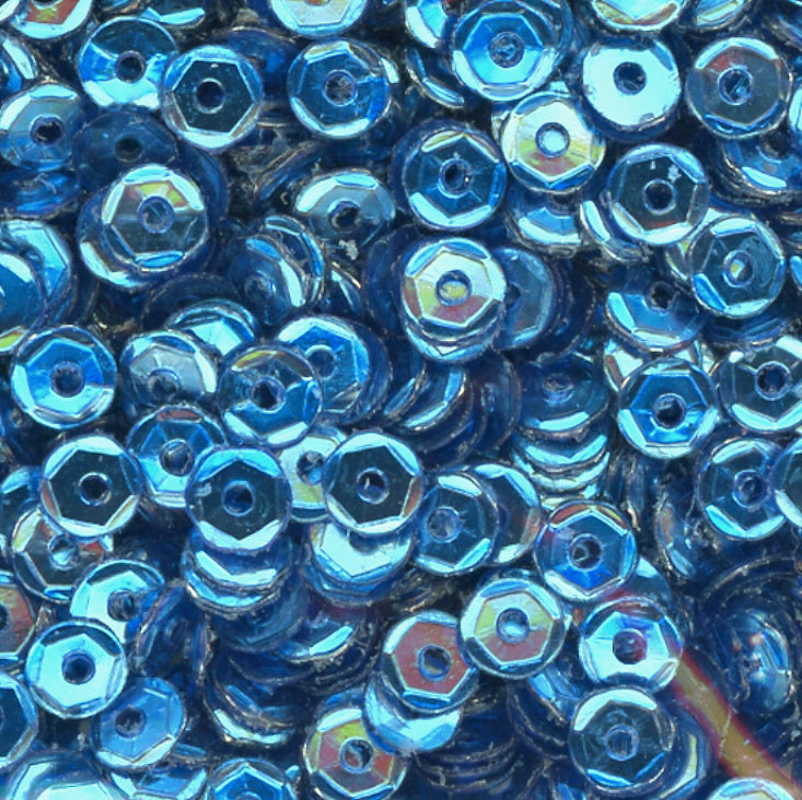 4mm Slightly Cupped Metallic Blue Bell 100 Grams