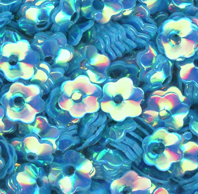 4mm Cupped Flower Crystal Opaque Poseidon