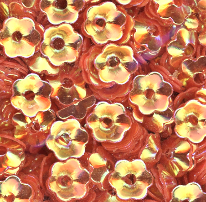 4mm Cupped Flower Crystal Opaque Red Hot 100 Grams
