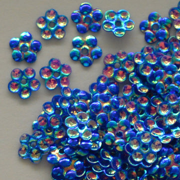 5mm Flower Crystal Opaque Blue Streak 100 Grams