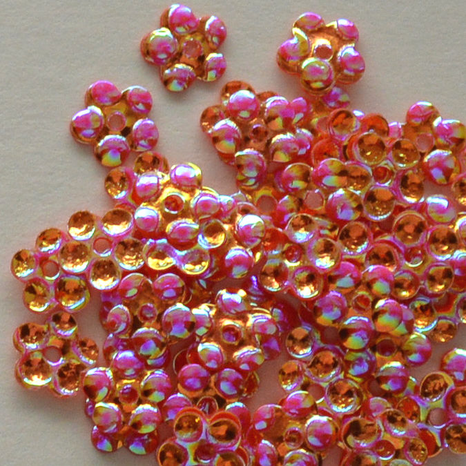 5mm Flower Crystal Opaque Red Hot 100 Grams