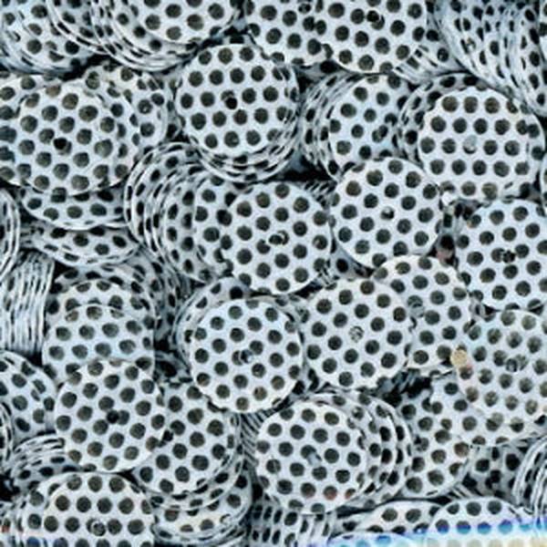 8mm Slightly Cupped White with Black Dots