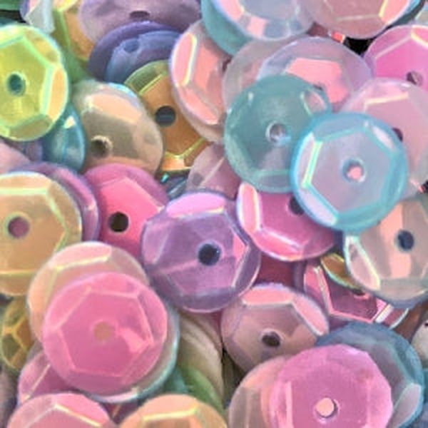 6mm Slightly Cupped Opalescent Mix 100 Grams