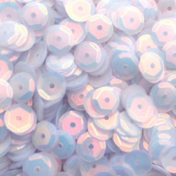 6mm Slightly Cupped Opalescent White Opal