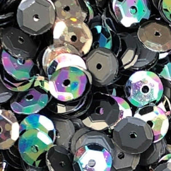 5mm Slightly Cupped Black Tie Sequin blend