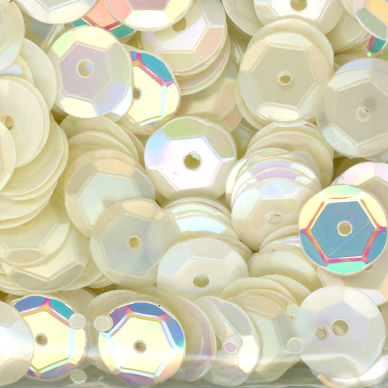 8mm Slightly Cupped Ivory Tower Sequin blend