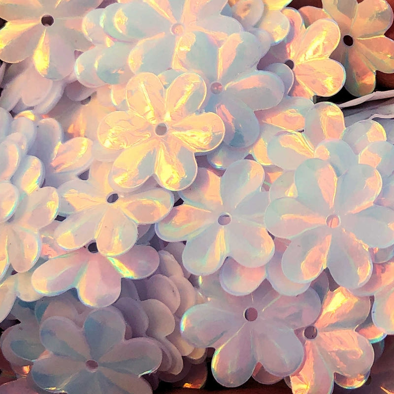 15mm Opalescent Flower White Opal 100 grams