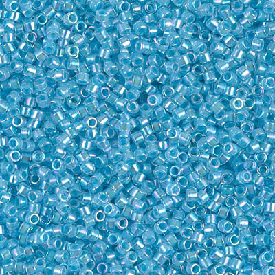 Delica 11/0 Aqua Lined Crystal AB