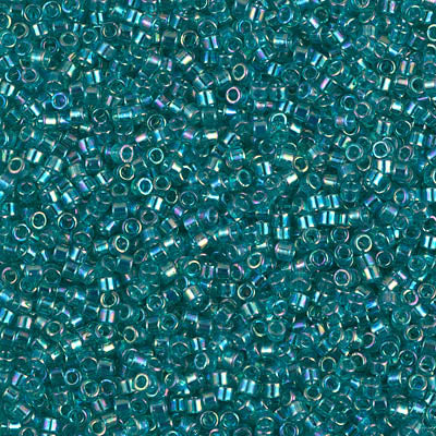 Delica 11/0 Transparent Caribbean Teal Rainbow